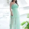 Natalia Tulle Maxi Dress In Sage Green