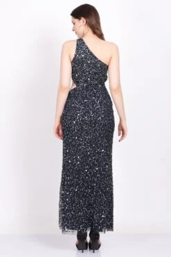 Naeve One Shoulder Sequin Dress In Navy Blue 12 Naeve One Shoulder Sequin Dress In Navy Blue -Tulle Clothing Navy 2
