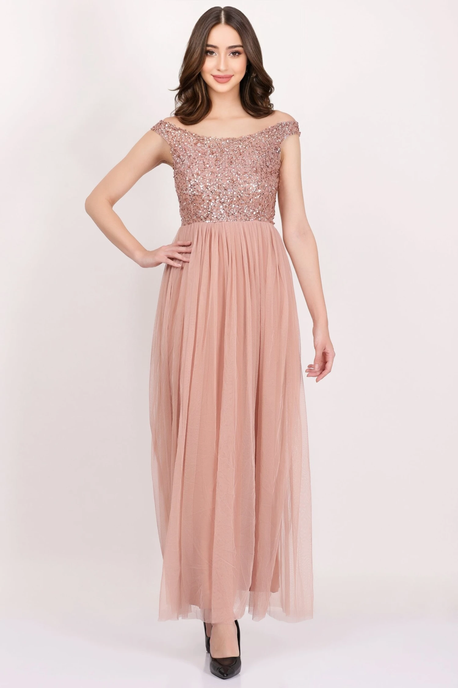 Nina Taupe Embellished Bridesmaid Maxi Dress 4 Nina Taupe Embellished Bridesmaid Maxi Dress - Image 2