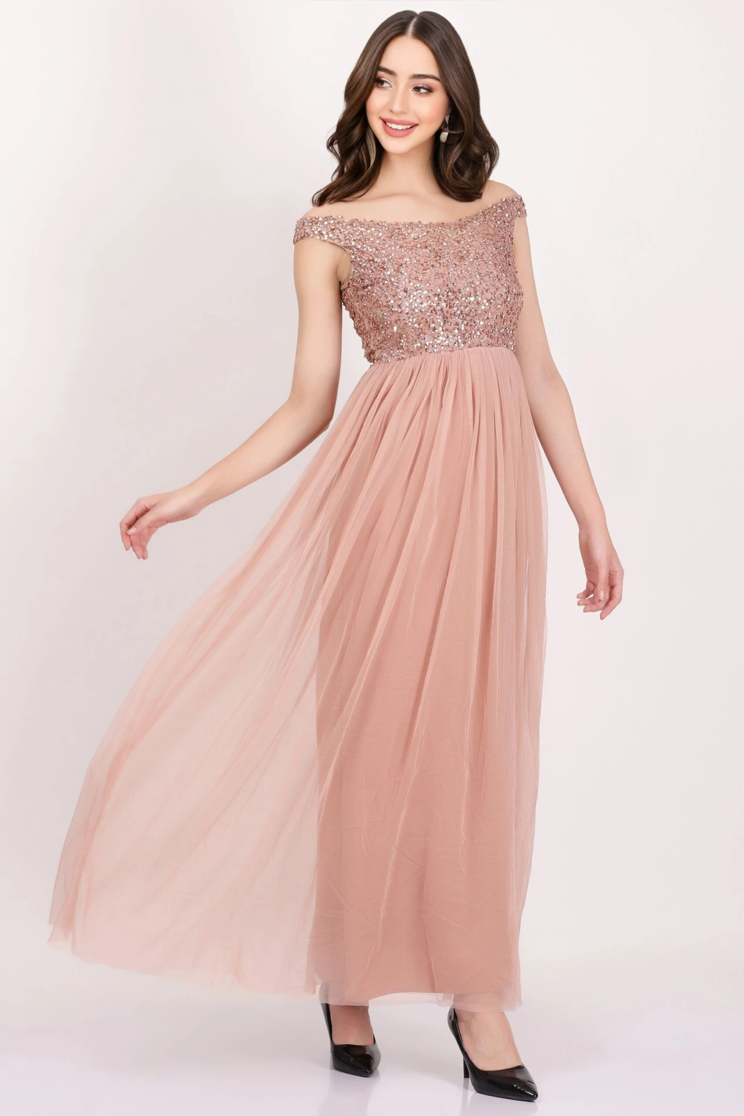 Nina Taupe Embellished Bridesmaid Maxi Dress 3 Nina Taupe Embellished Bridesmaid Maxi Dress