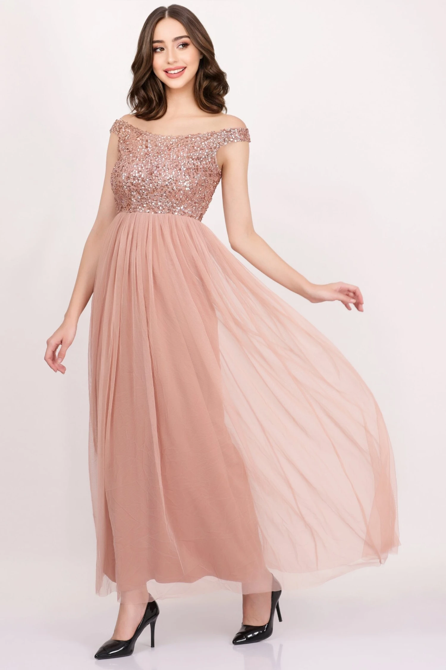 Nina Taupe Embellished Bridesmaid Maxi Dress 7 Nina Taupe Embellished Bridesmaid Maxi Dress - Image 5