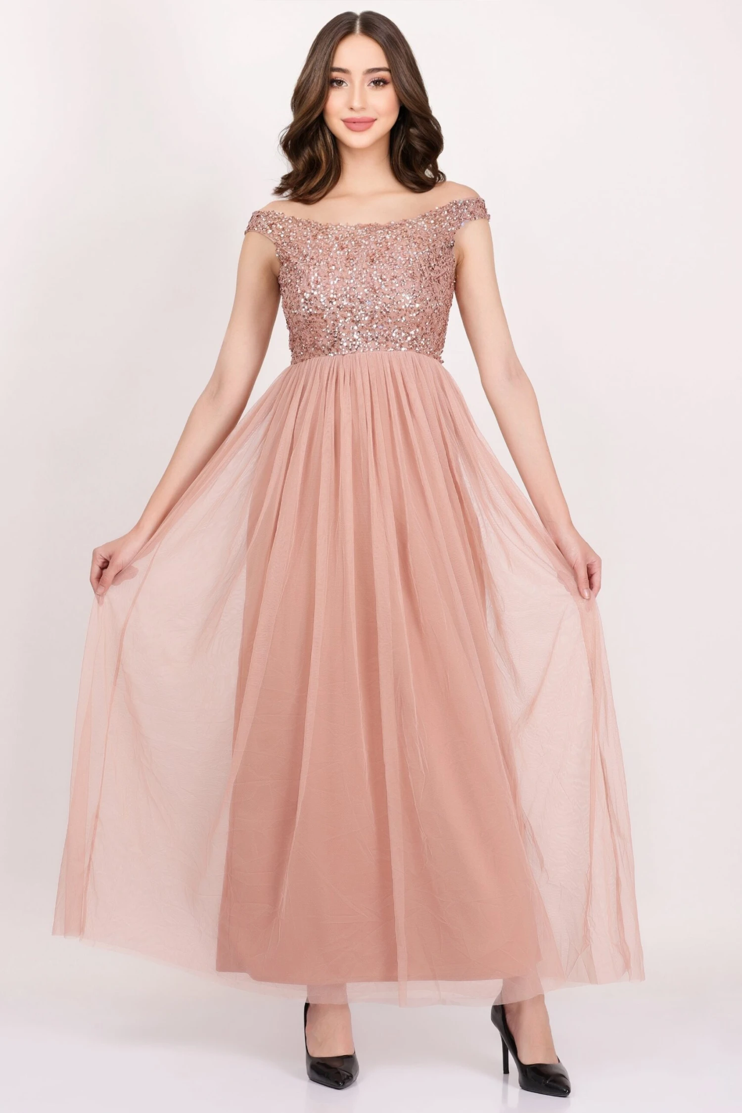 Nina Taupe Embellished Bridesmaid Maxi Dress 5 Nina Taupe Embellished Bridesmaid Maxi Dress - Image 3