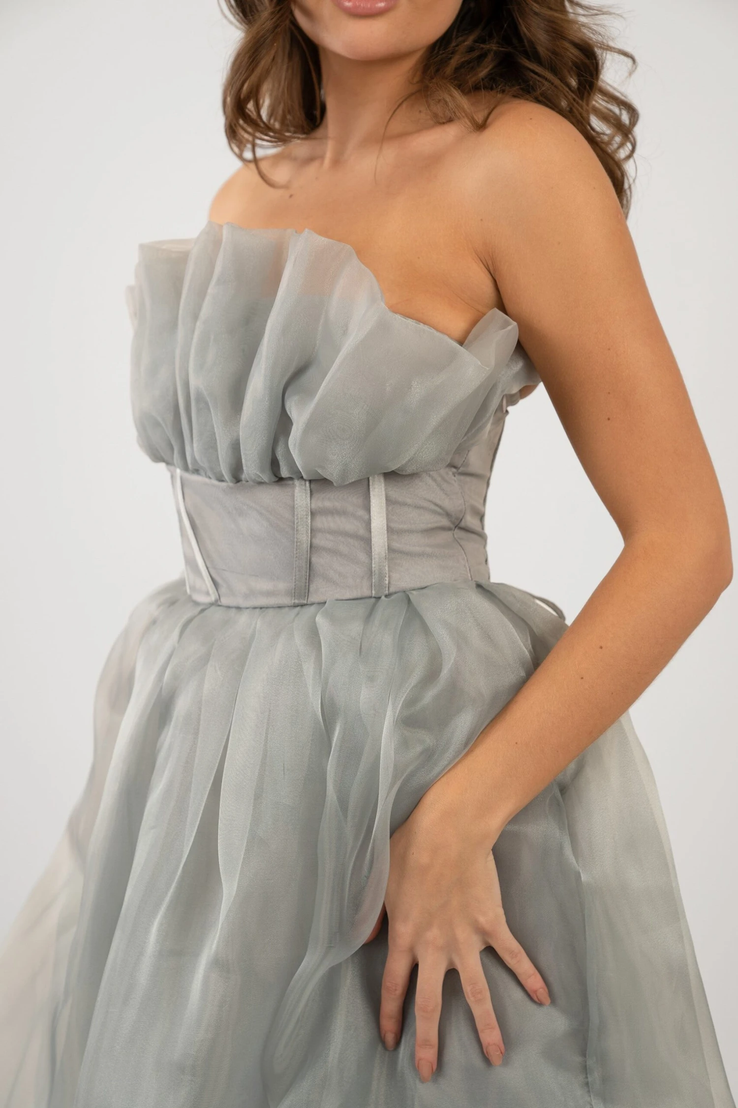 Noah Organza Midi Dress In Grey 12 Noah Organza Midi Dress In Grey - Image 10