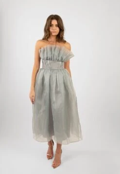 Noah Organza Midi Dress In Grey 20 Noah Organza Midi Dress In Grey -Tulle Clothing NoahMidi 9