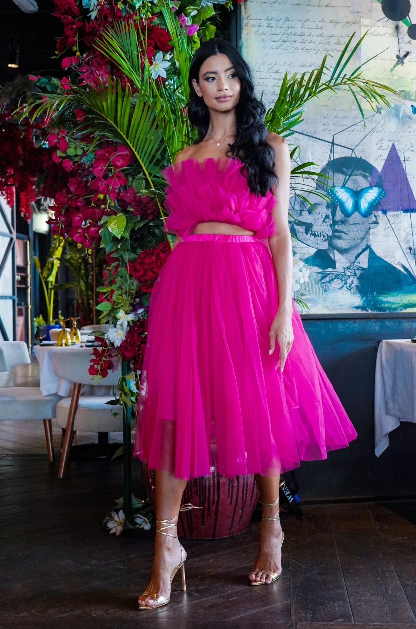 Nyra Tulle Top In Hot Pink 4 Nyra Tulle Top In Hot Pink - Image 2