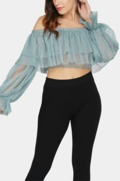 Perch Tulle Top In Teal 9 Perch Tulle Top In Teal -Tulle Clothing PerchTop 4