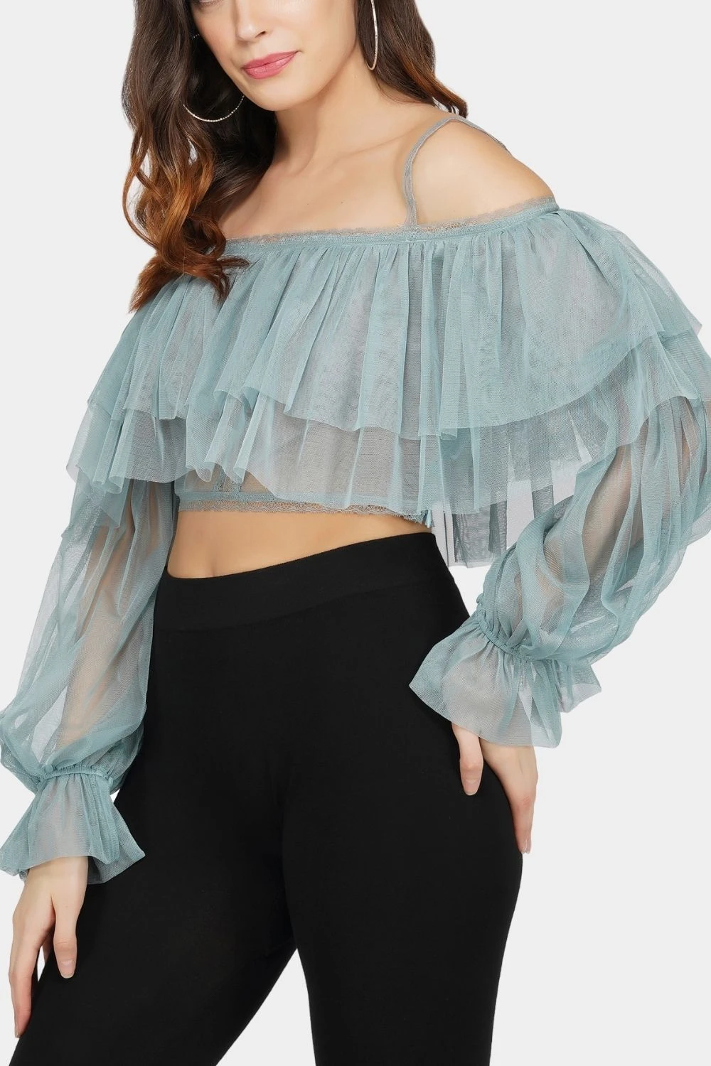 Perch Tulle Top In Teal 4 Perch Tulle Top In Teal - Image 2