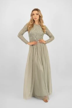 Belle Sage Green Long Sleeve Bridesmaid Dress -Tulle Clothing PicassoBelle 13 Copy