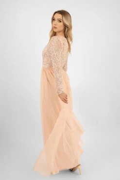Belle Blush Pink Long Sleeve Bridesmaid Dress -Tulle Clothing PicassoBelle 1 Copy