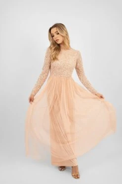 Belle Blush Pink Long Sleeve Bridesmaid Dress -Tulle Clothing PicassoBelle 8 Copy