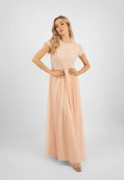 Picasso Short Sleeve Blush Pink Bridesmaid Dress -Tulle Clothing PicassoCappedSLeevesBlushPInk 2