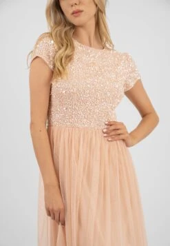 Picasso Short Sleeve Blush Pink Bridesmaid Dress -Tulle Clothing PicassoCappedSLeevesBlushPInk 6