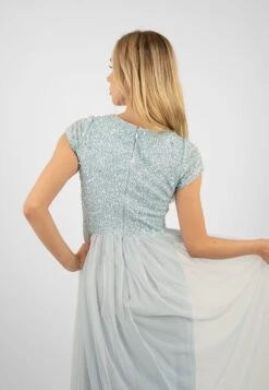 Picasso Short Sleeve Blue Bridesmaid Dress -Tulle Clothing PicassoCappedSleevesBlue 1