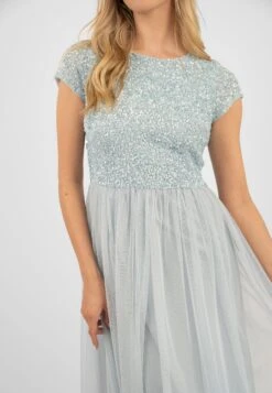 Picasso Short Sleeve Blue Bridesmaid Dress -Tulle Clothing PicassoCappedSleevesBlue 4