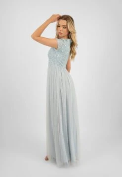 Picasso Short Sleeve Blue Bridesmaid Dress -Tulle Clothing PicassoCappedSleevesBlue 5