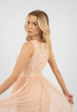 Picasso Blush Pink Embellished Bridesmaid Maxi Dress -Tulle Clothing PicassoMaxiDressinNude 1