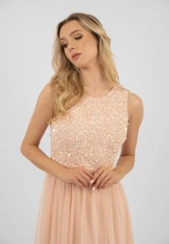 Picasso Blush Pink Embellished Bridesmaid Maxi Dress -Tulle Clothing PicassoMaxiDressinNude 5