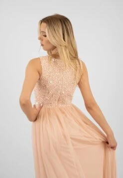 Picasso Blush Pink Embellished Bridesmaid Maxi Dress -Tulle Clothing PicassoMaxiDressinNude 9