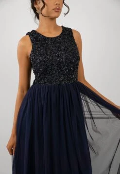 Picasso Navy Blue Embellished Bridesmaid Dress -Tulle Clothing PicassoMaxiNavyBlue 2