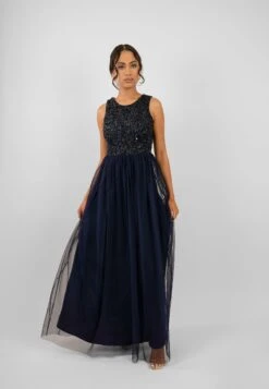 Picasso Navy Blue Embellished Bridesmaid Dress -Tulle Clothing PicassoMaxiNavyBlue 8