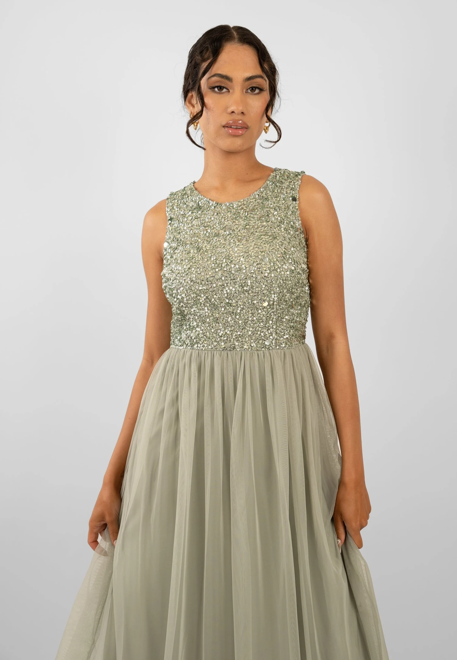 Picasso Sage Green Embellished Bridesmaid Dress 7 Picasso Sage Green Embellished Bridesmaid Dress - Image 5