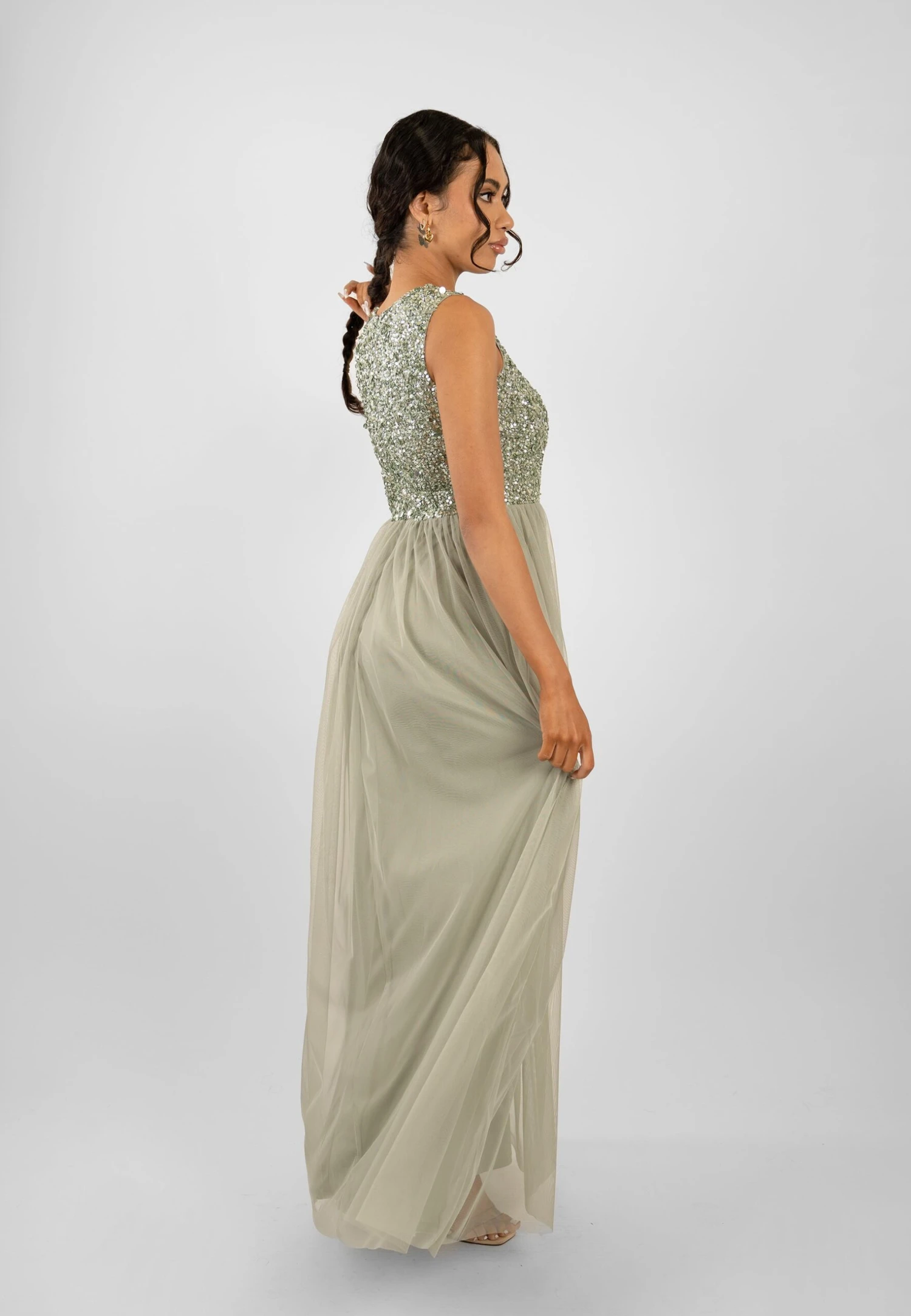 Picasso Sage Green Embellished Bridesmaid Dress 6 Picasso Sage Green Embellished Bridesmaid Dress - Image 4