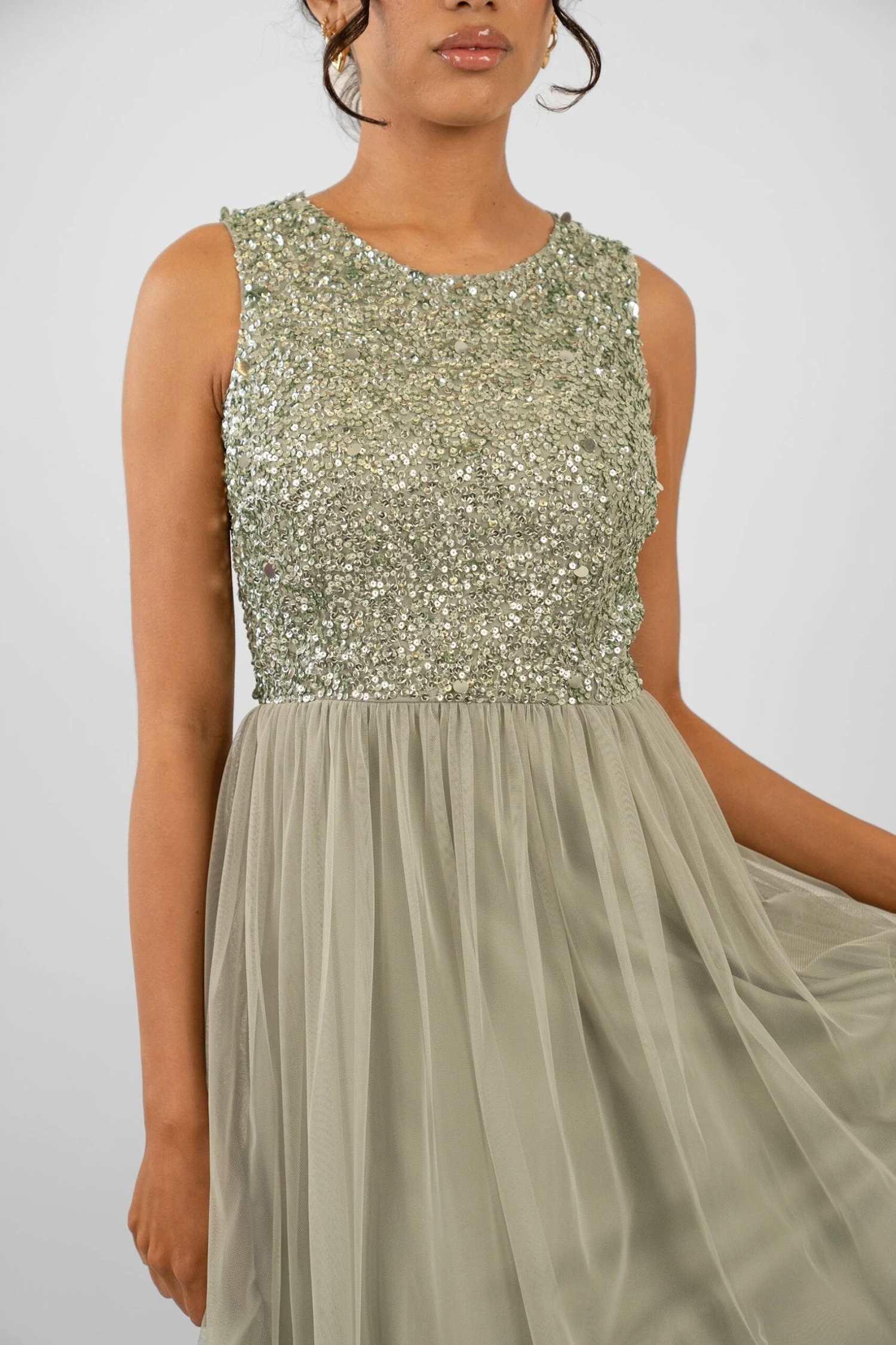 Picasso Sage Green Embellished Bridesmaid Dress 4 Picasso Sage Green Embellished Bridesmaid Dress - Image 2
