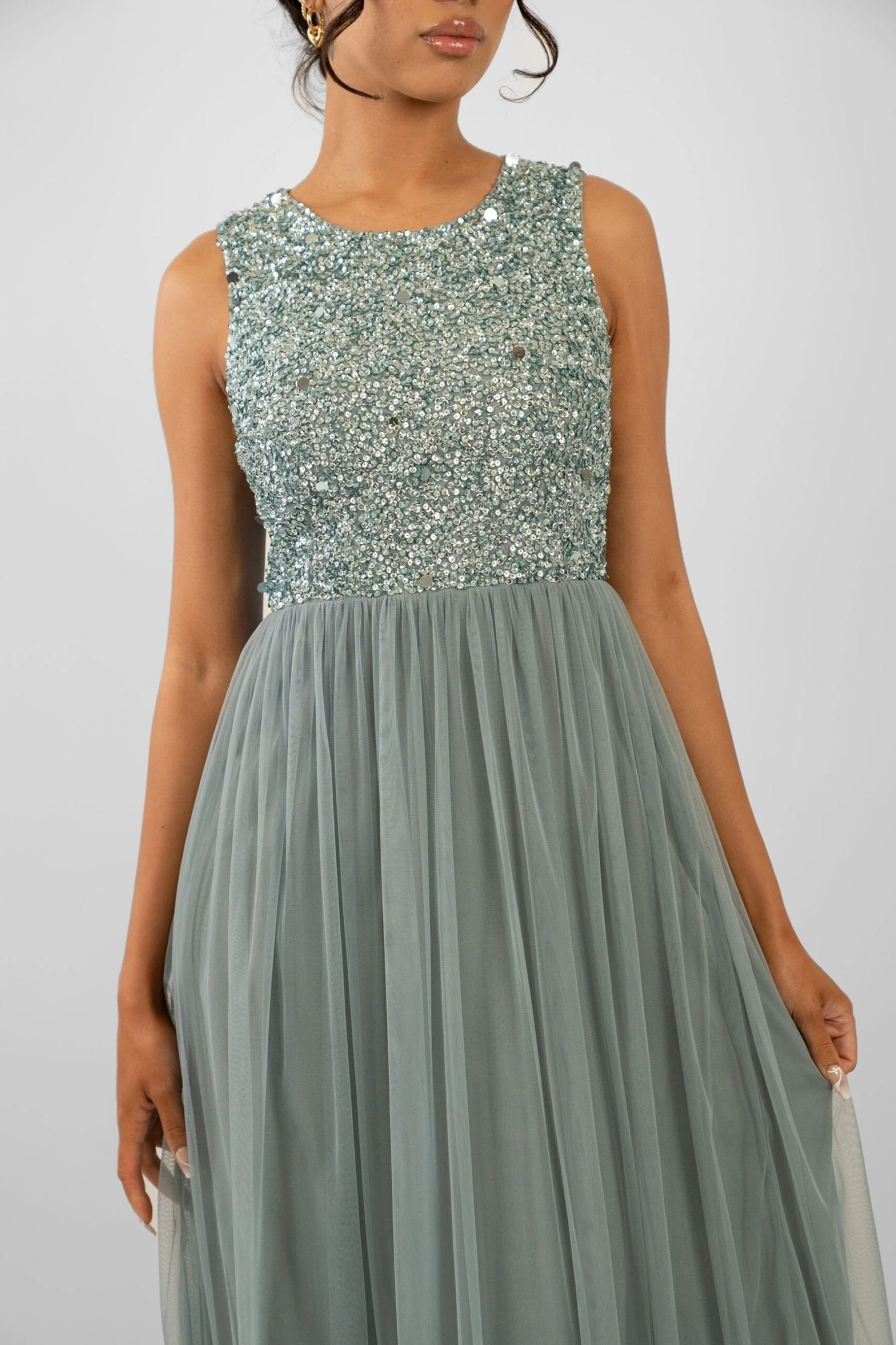 Picasso Teal Embellished Bridesmaid Maxi Dress 4 Picasso Teal Embellished Bridesmaid Maxi Dress - Image 2