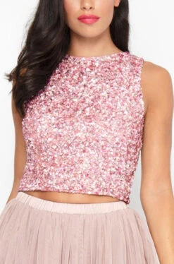 Picasso Pink Sequin Top 26 Picasso Pink Sequin Top -Tulle Clothing PicassoTop