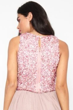 Picasso Pink Sequin Top 27 Picasso Pink Sequin Top -Tulle Clothing PicassoTopback
