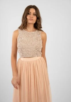 Picasso Nude Embellished Sequin Top -Tulle Clothing PicassoTopinNudewithSkirtinNude 4