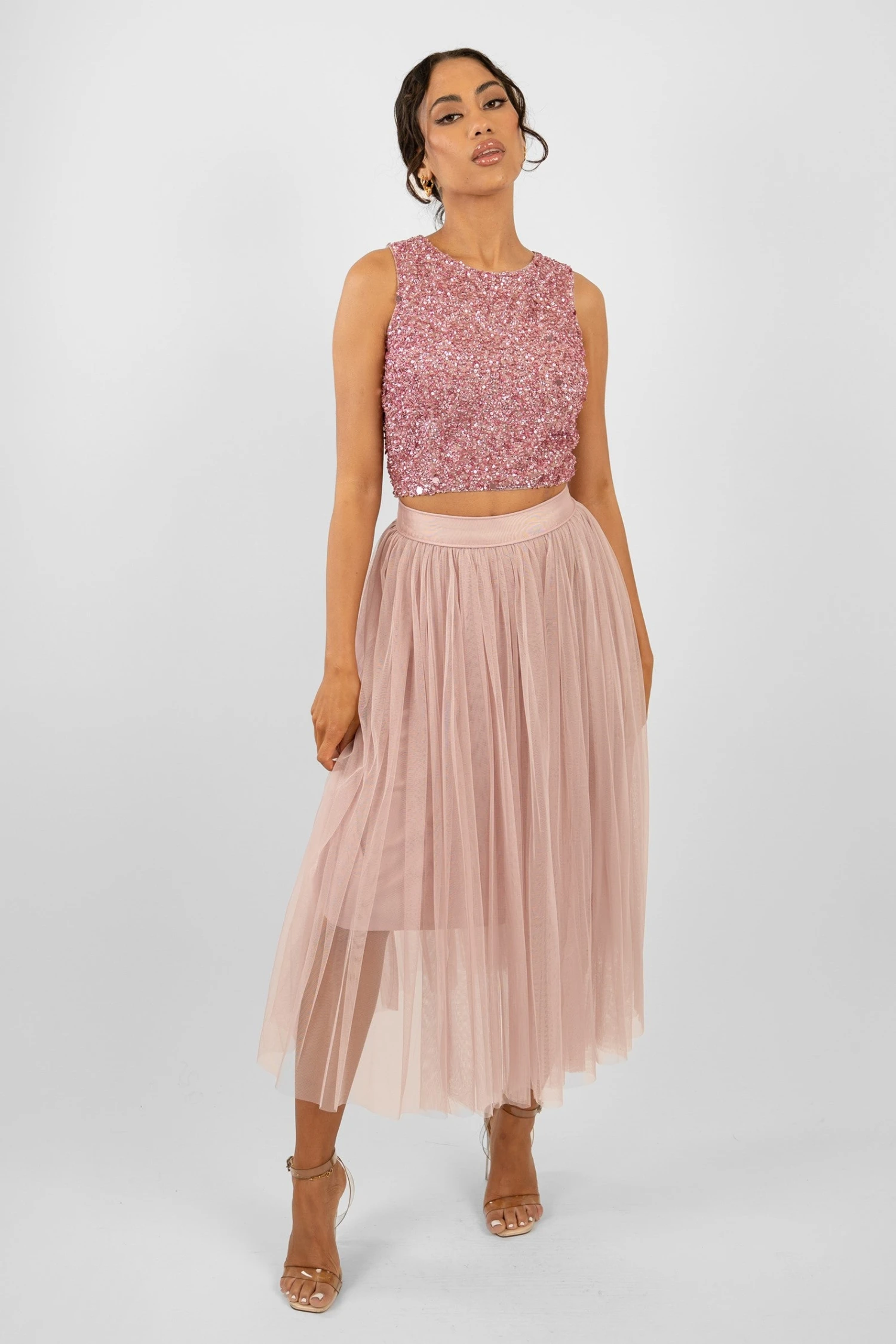 Cleo Pink Tulle Midi Skirt 3 Cleo Pink Tulle Midi Skirt