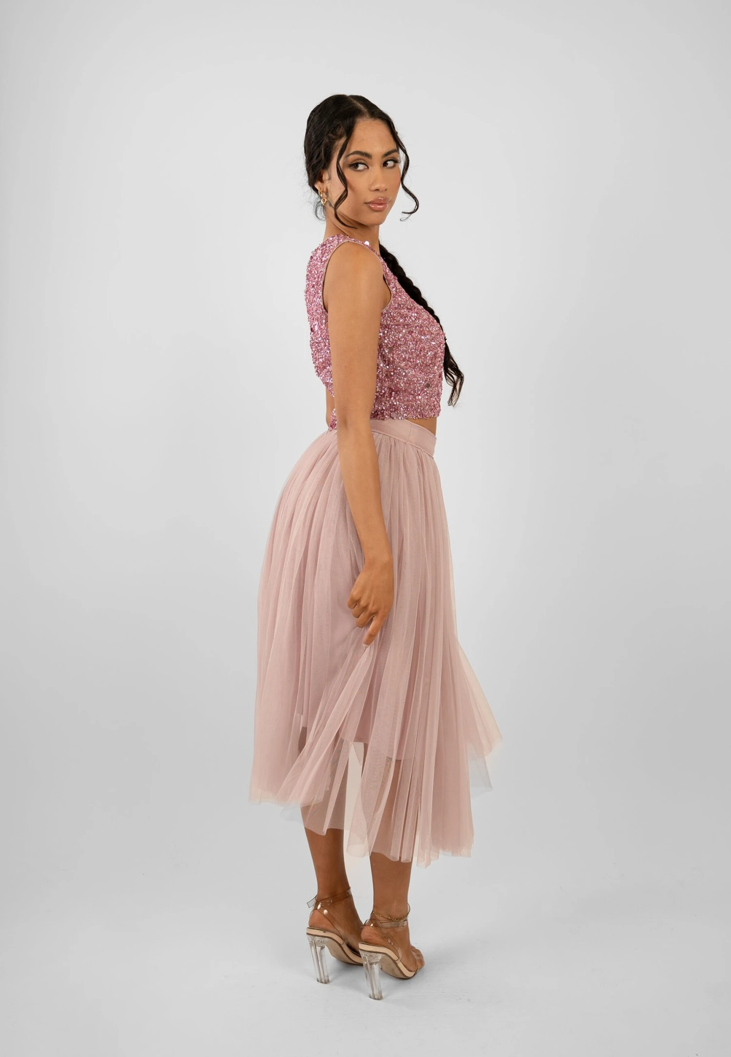 Cleo Pink Tulle Midi Skirt 6 Cleo Pink Tulle Midi Skirt - Image 4