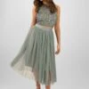 Cleo Teal Tulle Midi Skirt