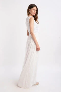 Picasso V Embellished Wedding Dress -Tulle Clothing PicassoVNeckWHite 2