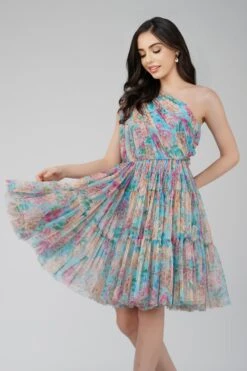 Roka Floral One Shoulder Mini Dress In Blue -Tulle Clothing RokaMini 4