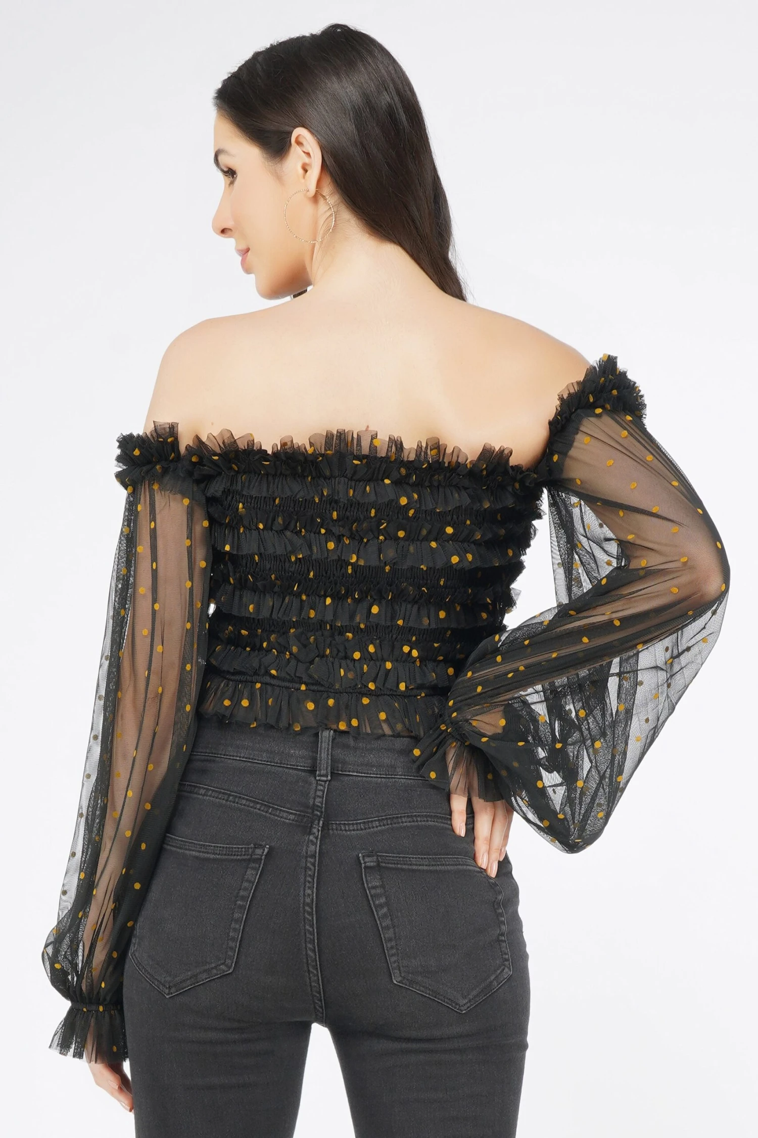 Rolf Black Tulle Top With Gold Polka 4 Rolf Black Tulle Top With Gold Polka - Image 2
