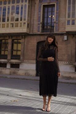 Roman Lola Polka Dot Midi Dress In Black 15 Roman Lola Polka Dot Midi Dress In Black -Tulle Clothing RomanLolaBlack 3