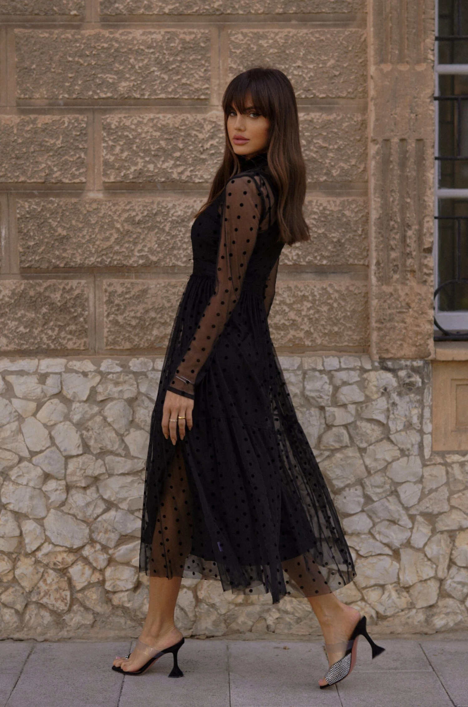 Roman Lola Polka Dot Midi Dress In Black 8 Roman Lola Polka Dot Midi Dress In Black - Image 6