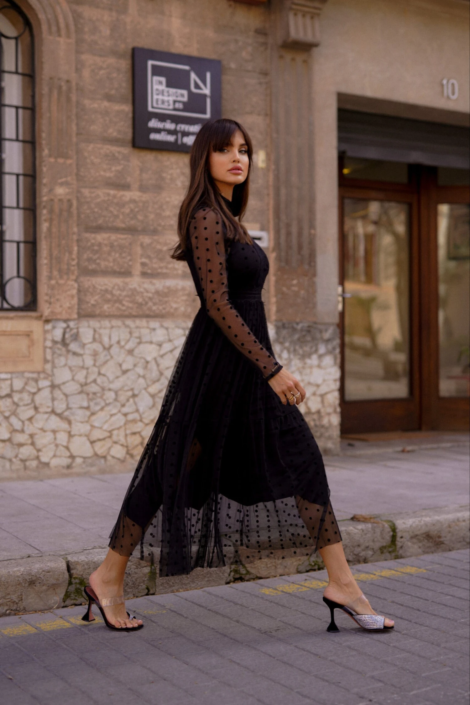 Roman Lola Polka Dot Midi Dress In Black 4 Roman Lola Polka Dot Midi Dress In Black - Image 2