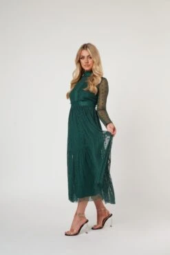 Roman Lola Polka Dot Midi Dress In Green -Tulle Clothing RomanLola 13