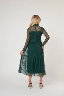 Roman Lola Polka Dot Midi Dress In Green -Tulle Clothing RomanLola 23