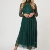 Roman Lola Polka Dot Midi Dress In Green