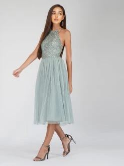 Sprinkle Sage Green Bridesmaid Midi Dress -Tulle Clothing SPrinkleteal 4 Copy