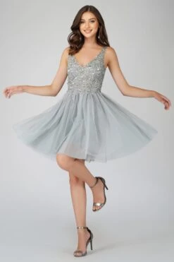 Symphony Light Grey Embellished Mini Dress -Tulle Clothing SYMPHONYMINI 4 Copy