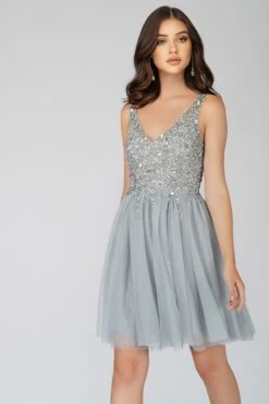 Symphony Light Grey Embellished Mini Dress -Tulle Clothing SYMPHONYMINI 7 Copy