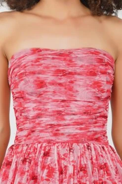 Shiloh High Low Tulle Dress In Red Floral -Tulle Clothing Shiloh 4