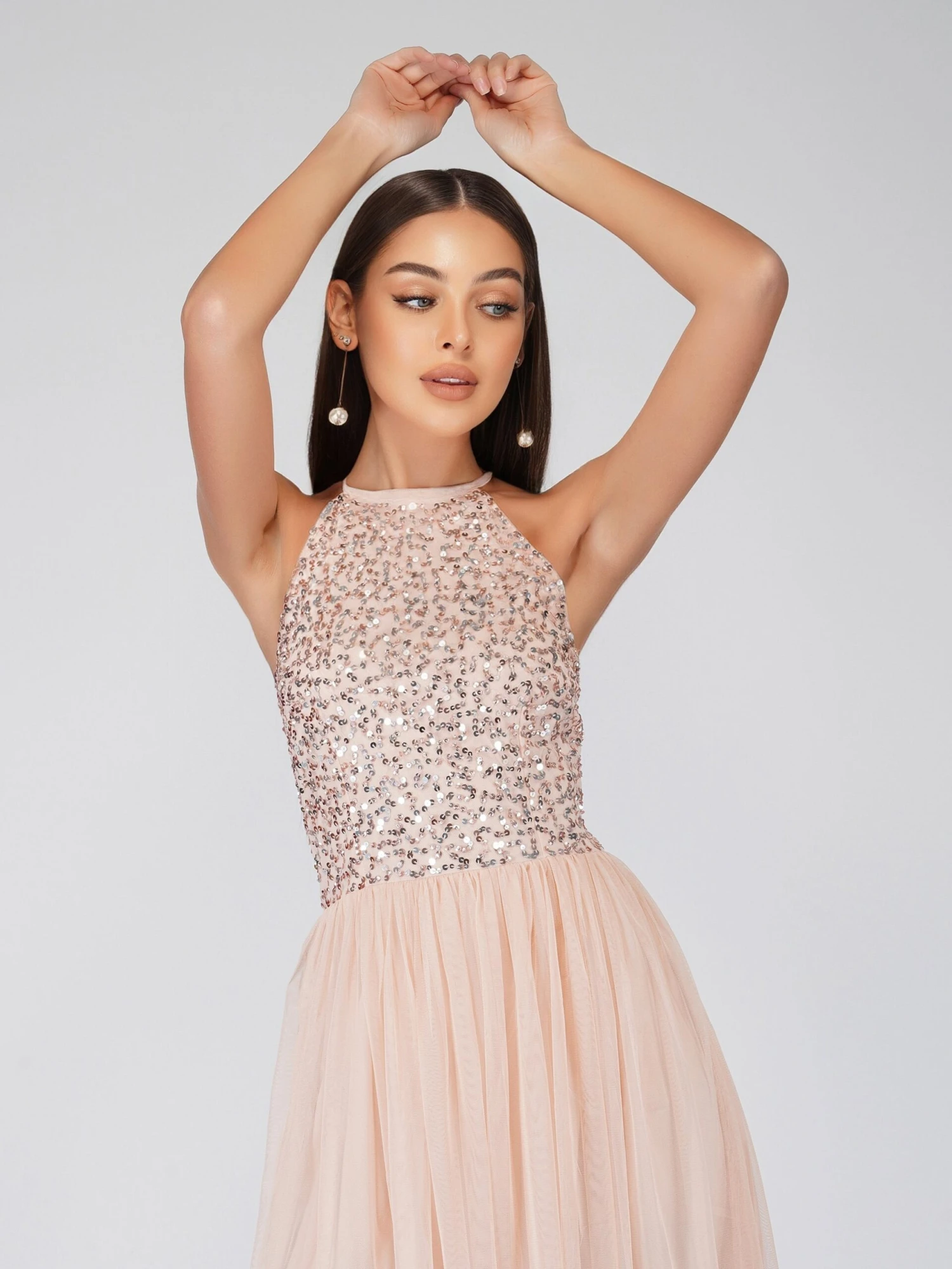 Sprinkle Blush Pink Bridesmaid Midi Dress 5 Sprinkle Blush Pink Bridesmaid Midi Dress - Image 3