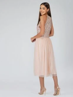 Sprinkle Blush Pink Bridesmaid Midi Dress 11 Sprinkle Blush Pink Bridesmaid Midi Dress -Tulle Clothing SprinkleNude 4 Copy
