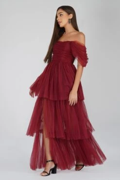 Sydney Burgundy Tulle Maxi Dress -Tulle Clothing SydneyBurgundy 1